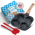 Egg Pan with flipping Lid - Nonstick Egg Frying Pan [4 Cup Cooker] - Egg Pans Nonstick for Induction & Gas Cooker - Brush & Scraper included - Egg Skillet for perfect Eggs, Omelet & Crepe