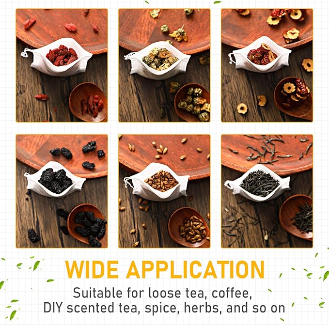 1000 Pcs Tea Bags for Loose Leaf Tea Drawstring,2.75 X 3.54 Inch | Empty Filter Sachets for Coffee Spice Herbs, Fine Mesh Infuser Strainers, Disposable Bulk Supply for Home Cafe Brewing