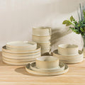 Ceramic Dinnerware Set for 6, 18-Piece Plates and Bowls Set | Lightweight Porcelain Dish Set, Scratch Resistant, Oven & Microwave & Dishwasher Safe, Cappuccino
