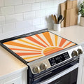 Vintage Boho Sun Stove Top Cover for Electric, Sunrise Sunshine Glass Ceramic Stove Cover, Heat Resistant Flat Stovetop Protector, Dish Drying Mats for Kitchen