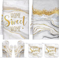 Bencailor 6 Pcs White and Gold Kitchen Decor White Marble Dish Towels Oven Mitts and Potholder Marble Kitchen Set for Baking Cooking Grilling Cleaning Supply Accessories