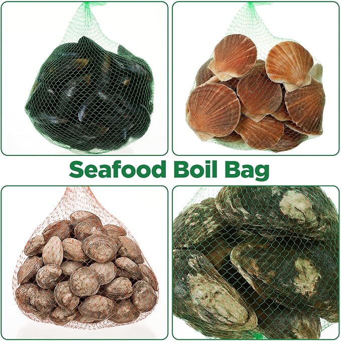 300 Pcs Reusable Mesh Produce Bags, Multiple Sizes Onion Fruits Net Bag Seafood Boil Bag Durable Tear Resistant Mesh Plastic Nylon Net Bags with Closures for Vegetables Crab Clam Crawfish