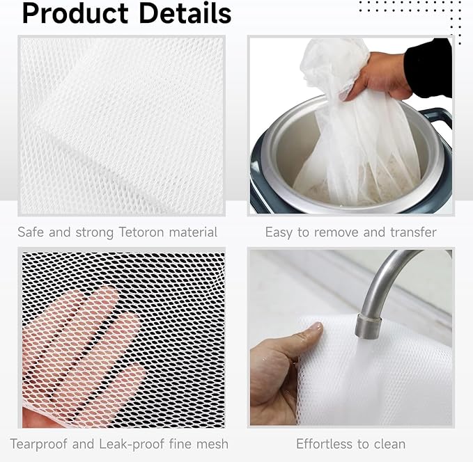 6 Pcs Rice Net, 43.3"×39.4" Sushi Rice Cooking Net, Non-Stick Fine Mesh Rice Cooker Napkins, Tetoron Rice Nets, Cooking Steam Cloths for Homes, Restaurants, Camping