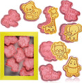 Animal Cookie Cutters With Plunger Stamps,8 Pcs 3D Animal Cookie Cutters | Animal Embossing Cutters for Biscuit Fondant Cheese Baking Molds