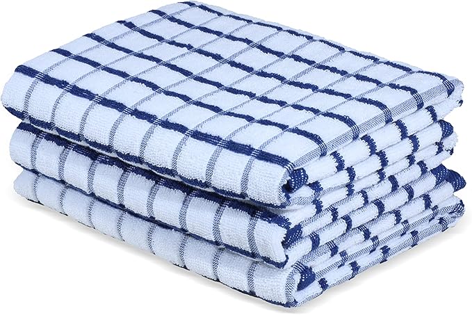 Urban Villa Kitchen Towels Cotton Dish Towels 20”x30” (Set of 3) Black Wht