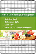 Spring Chef 8.5" x 12" Stainless Steel Cooling Rack for Cooking & Baking | Heavy Duty Cookie Cooling Rack for Kitchen, Oven Safe Wire Rack for Baking, Fits Small Quarter Sheet Pan, Dishwasher Safe