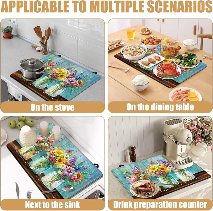 Flower Vase Stove Top Covers for Electric Stove, Electric Gas Stove Pad Heat Resistant Range Cooktop Protector for Home Decor Kitchen 28"x20"