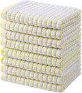 Mordimy Premium Cotton Kitchen Towels 16"x 25", Yellow Check Design, 8 Pack | Super Absorbent Terry Kitchen Hand Towels, Large Natural Ring Spun 360 GSM Dish Towels, Soft Tea Towels with Hanging Loop