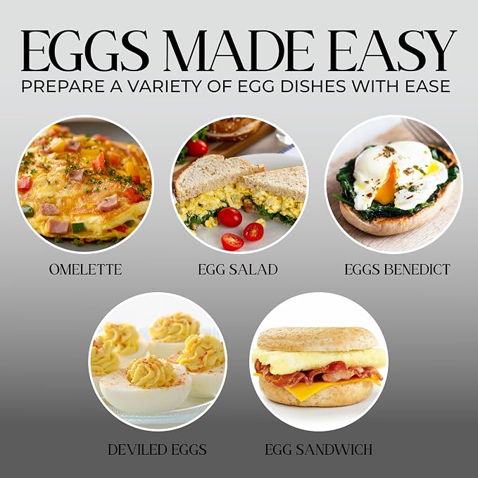 COOK WITH COLOR 350W Electric Double Layer Egg Cooker - Egg Boiler for Hard Boiled, Soft Boiled, and Omelettes, 6.1x6.1x8.7, Black