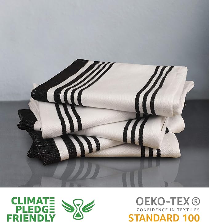 Urban Villa Kitchen Towels Cotton Dish Towels 20”x30” (Set of 3) Black