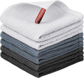 Nialnant 6 Pack Kitchen Towels, 100% Cotton, 12x12 Inches | Dish Cloth for Washing Dishes, Absorbent Quick Drying Dish Rags, Multipurpose Cleaning Rags
