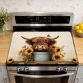 Highland Cow Sunflower Farmhouse Stove Top Cover for Electric Stove 28.5"x 20.5",Heat Resistant Glass Top Stove Cover Protector, Glass Cooktop Covers,Kitchen Flat Electric Stove Top Covers