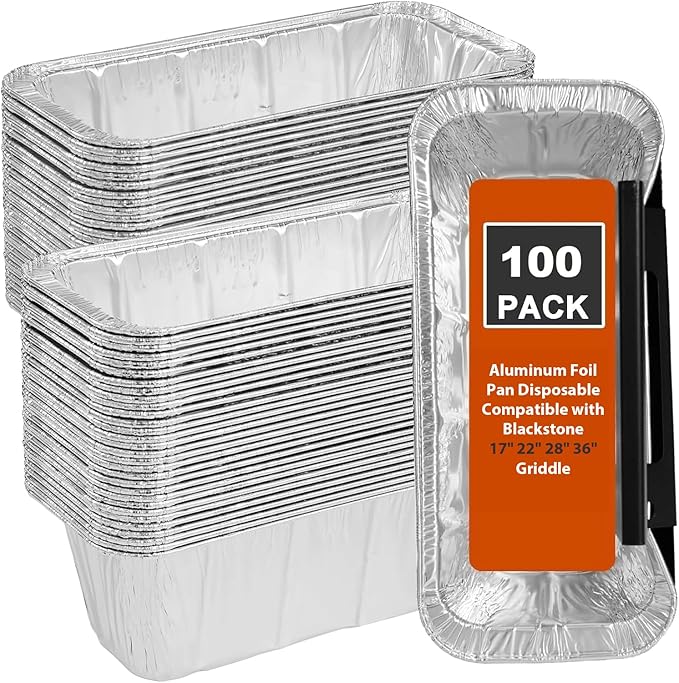 100 Pack Grease Cup Liners Compatible with Blackstone Griddle 5017 - Griddle Accessories, Disposable Grill Grease Tray, Aluminum Foil Drip Pan Grease Catcher Cup Liner for 17, 22, 28, 36 Inch