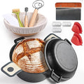 5QT Dutch Oven for Sourdough Bread Baking, Cast Iron Bread Pan with Lid | Multi-Functional Dutch Oven With Banneton Bread Proofing Basket & Baking Supplies, Cast Iron Bread Pan With Lid