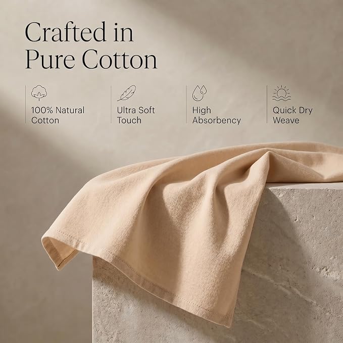 Urban Villa Kitchen Towels Cotton Dish Towels 20”x30” (Set of 6) Beige
