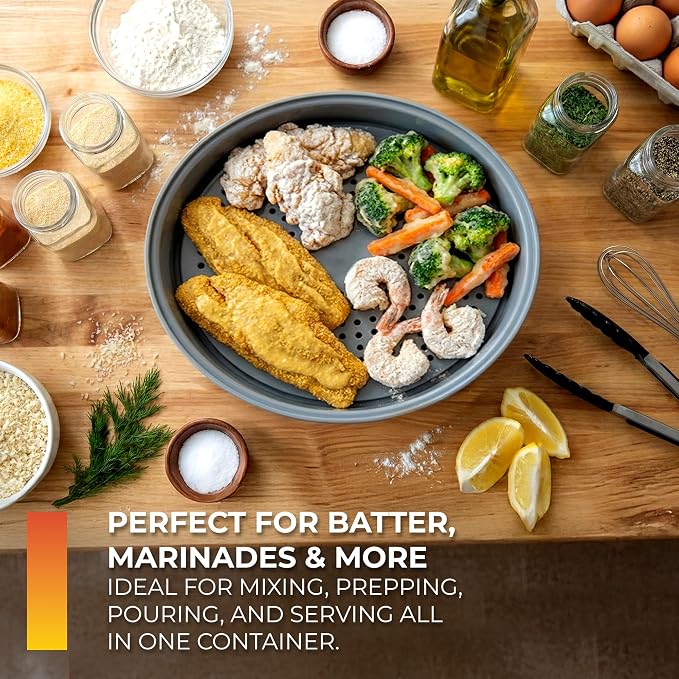 CanCooker Collapsible Plastic Batter Bowl | Mess-Free Breading Shaker Container & Mixer | Ideal for Fish Fry, Fried Chicken, Onion Rings, Wings & More | Breading Shaker Container & Mixer | Ideal for Fish Fry Fried Chicken & Wings