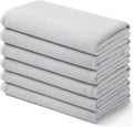 Homaxy 100% Cotton Waffle Weave Kitchen Towels, 6 Pack, Light Grey | Soft and Absorbent Dish Towels, 16 x 26 Inches Quick Dry Hand Towels