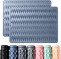 2 Pack Caketime Silicone Dish Drying Mat for Kitchen Counter Multiple Usage for Cooking Grilling Under Sink Office Coffee Accessories Appliances Pioneer Woman Stuff Extra Large 24"x18" Blue