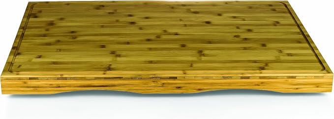 Camco 43548 4 Burner Grooved Bamboo Stove Top Work Surface with Adjustable Legs