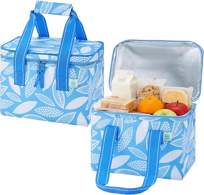 VENO 2 Pack Small Cooler Insulated Lunch Bag Reusable Grocery Shopping Bag | Collapsible Lunch Box Tote for Women Men w/ Handles, Dual Zippers, 9L Capacity for Work Office Picnic Beach (Spring Breeze)