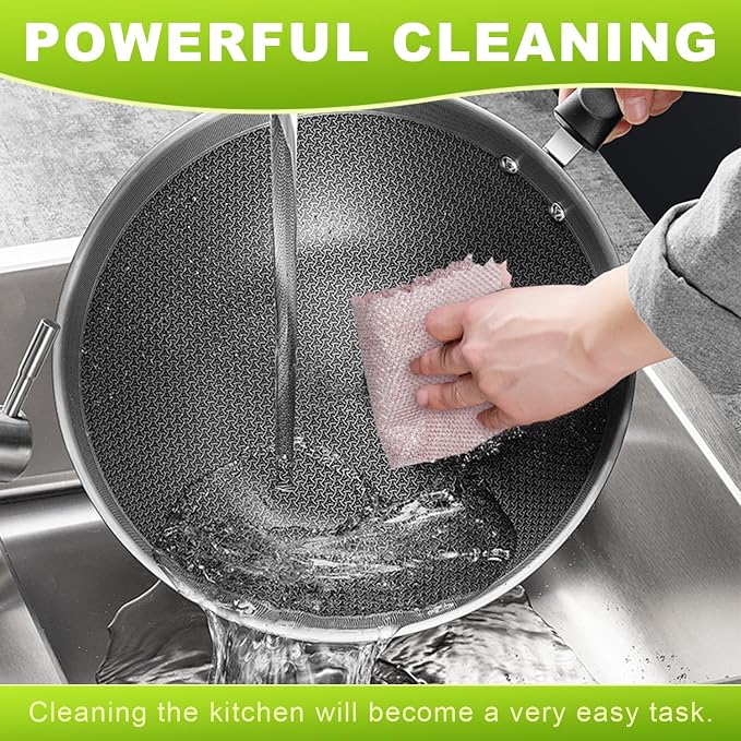 12 Pcs Multipurpose Wire Dishwashing Rag, 10"x10" | Upgraded Double-Layer Non-Scratch Wire Dish Cleaning Cloths, Reusable Steel Scrubberfor Kitchen, Cookware, Sinks, Stove Tops,