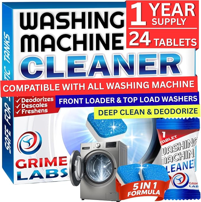 Washing Machine & Dishwasher Cleaner Tablets Bundle – 12-Month Supply | Deep Cleaning & Deodorizing Tablets for Dishwashers & Washing Machines | 48-Tablet Set – Value Pack