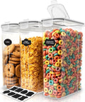 Utopia Kitchen Cereal Containers Storage Set with Lids, 3 Pack, 4L, Clear | Airtight Food Storage Containers with Lids, BPA-Free Cereal Dispensers for Pantry Organization and Storage