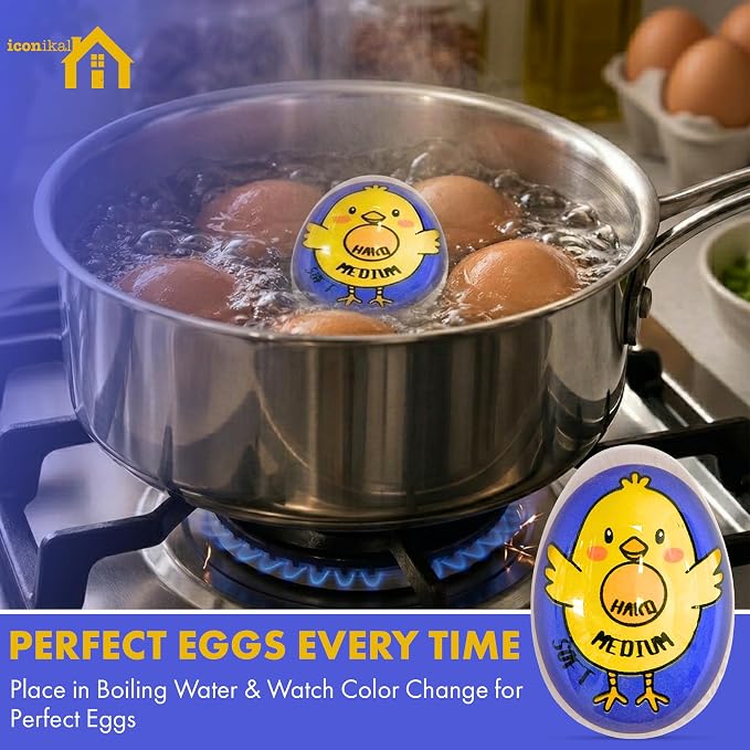 Iconikal 2-Pack Chick Egg Timer Color Changing Soft Medium Hard