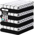 Homaxy Large Premium Cotton Kitchen Towels 16"x 28", 8 Pack, Black | Natural Ring Spun 390 GSM Dish Towels, Super Absorbent Terry Kitchen Hand Towels, Soft Tea Towels with Hanging Loop