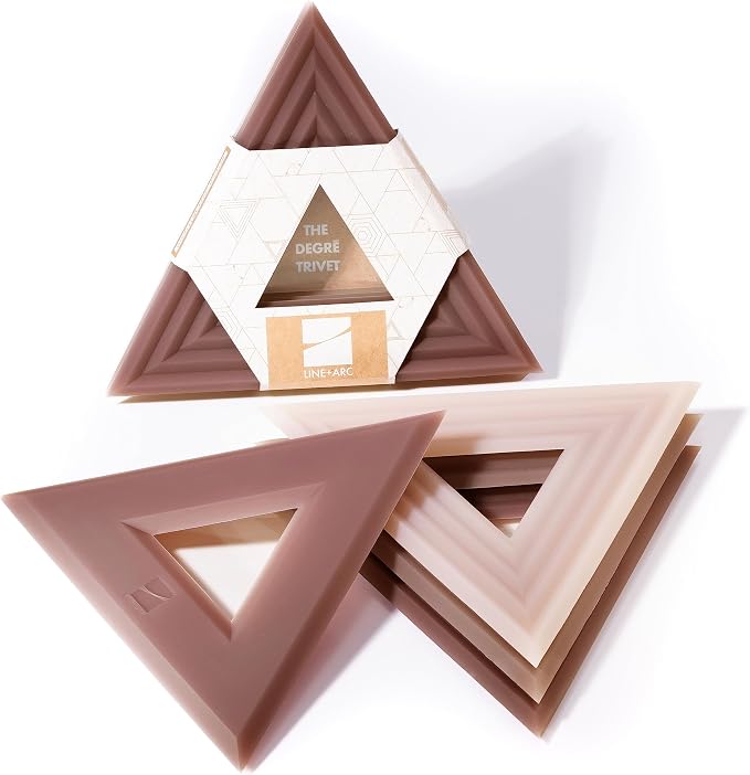 LINE+ARC Modern Silicone Trivets, Mauve (3 Pack) feat. in ELLE Decor | Waterproof, dishwasher-safe, quartz kitchen countertop, outdoor, mid-century modern, mcm, feat. in BuzzFeed, purple