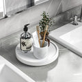 Turntable Vanity Tray, 9 Inch Bamboo Kitchen Sink Countertop Organizer | Perfume Candle Tray, Keep Glass Sponge and Soap, Bathroom Countertop Organizer, White