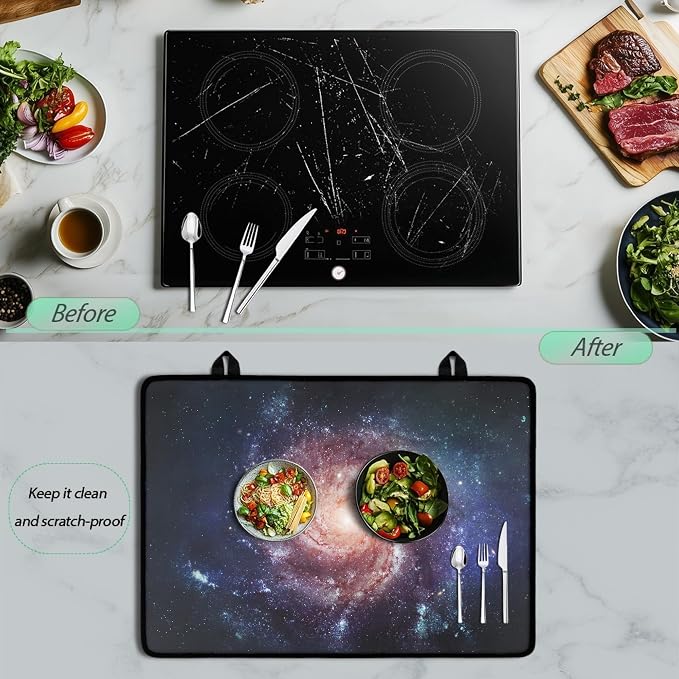 Spiral Galaxy Stove Top Covers for Electric Stove Universe Space Constellation Deep Space Stars Glass Top Gas Stove Pad Heat Resistant Range Cooktop Mat for Kitchen 28"x20"