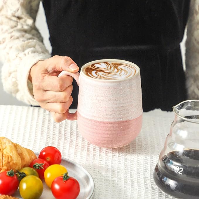 HASENSE Porcelain Coffee Mugs Set of 6, 15oz Large Ceramic Cups with Handle, Microwave & Dishwasher Safe for Latte Tea Cappuccino Gift for Women Men,Colorful