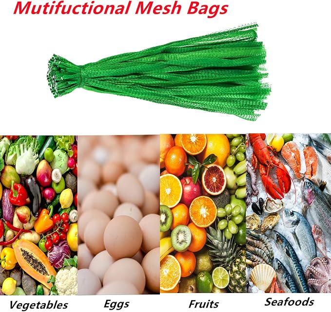 Frcctre 300 Pack Plastic Mesh Bags, Reusable 23 Inch Nylon Produce Grocery Toy Fruit Vegetable Onion Storage Mesh Bags, Seafood Shellfish Crab Boil Cooking Bag Packaging Supplies Net