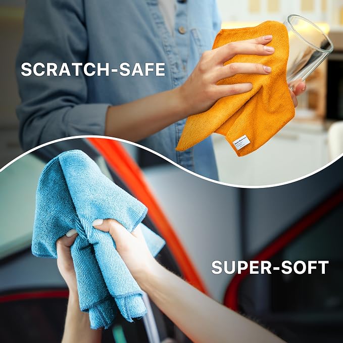 Simple Houseware 12" x 16" Microfiber Cleaning Cloth 50 Pack, 4 Colors