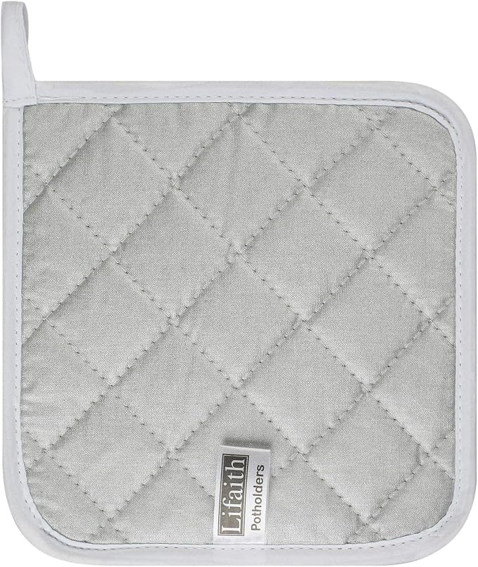 100% Cotton Kitchen Everyday Basic Terry Pot Holder Heat Resistant Coaster Potholder for Cooking and Baking Set of 5 White