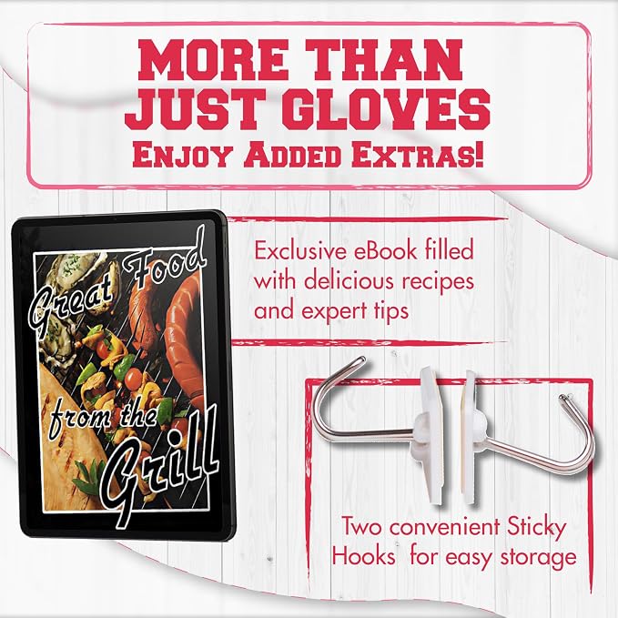 KITCHEN PERFECTION S Silicone Smoker BBQ Gloves - Heat Resistant Oven Mitts | Made For Women, Waterproof, 5-Finger Design For A Better Grip, For Meat Smoking, Grilling, Cooking, Frying Turkey, Grill Gift