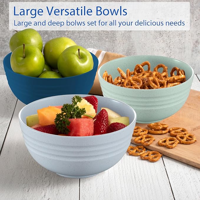 Homestockplus 【Set of 6】 Unbreakable Soup Bowls, 34 Ounces Big Bowls Microwave and Dishwasher Safe BPA-Free Bowl for Cereal, Salad, Soup, Ramen,Oatmeal Apply to Kitchen, Dishwasher & Microwave Safe