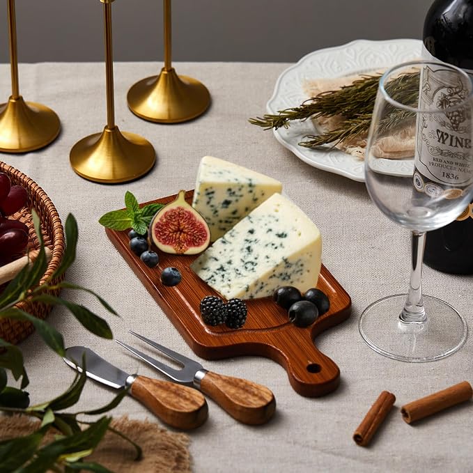 1 Set Bridal Shower Favor Prizes Charcuterie Board,Carbonized Color | Wood Cheese Board with Knife Fork Thank You Tag, Gift Box for Guests, Valentines Wedding Baby Shower Party Favors