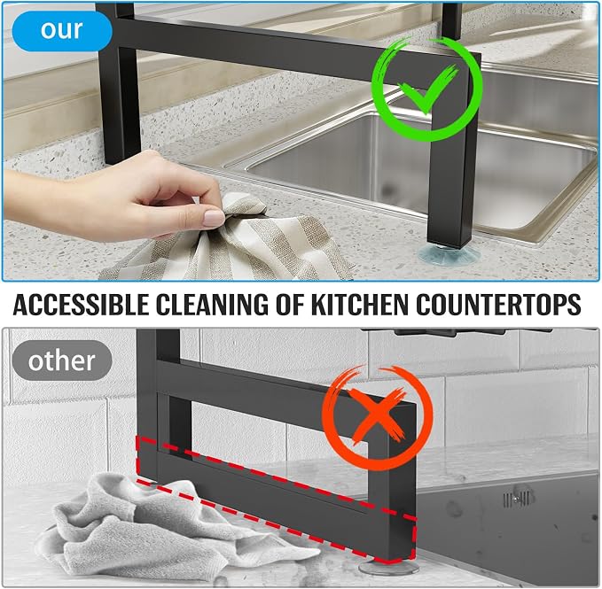 SNSLXH 4 Baskets 2-Tier Over The Sink Dish Drying Rack, 26.57"-35" | Large Dish Drying Rack for Kitchen, Extensible and Adjustable, Saving Kitchen Space