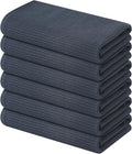 Homaxy 100% Cotton Waffle Weave Kitchen Towels, 6 Pack, Dark Grey | Soft and Absorbent Dish Towels, 16 x 26 Inches Quick Dry Hand Towels