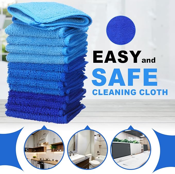 30 Pcs Dry Erase Cloth,6 X 6 Inch,Blue/Light Blue/Dark Blue | Cleaning Rags Reasonable Whiteboard Cloth Kitchen Towels Microfiber Towels Cars Wash