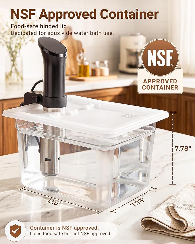 EVERIE EVC-NANO Sous Vide Container 12 Quart with Upgraded Collapsible Hinged Lid, Stronger Split-Hinge Design, Compatible with Anova Nano, AN500-US00, Anova Pro 3.0, Anova Mini, and Instant Pot