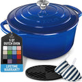 Zulay Kitchen 5 Quart Enameled Cast Iron Dutch Oven Pot with Lid – Premium Durability & Oven Safe up to 500°F – Heavy Duty Cookware Perfect for Bread Baking, Stews, Braising & Roasting – Blue