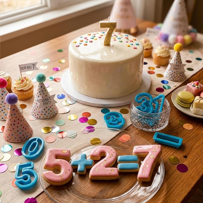 42 Pcs Letter And Number Cookie Cutters,with Dough Alphabet,Numbers,Mathematical Symbols,Fondant Letter Cutters for Birthday, Christmas, New Year and Holiday Party Decorations (42Pcs)