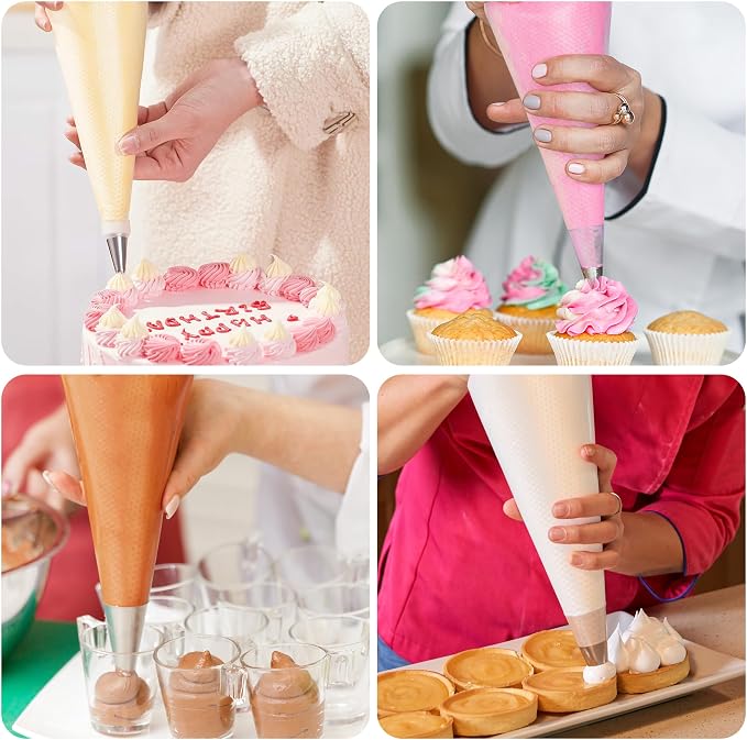 LotFancy 24 Inch Extra Large Piping Bags Disposable, 100pcs Icing Bags | Thickened, Non-Slip & Anti-Burst, Food Grade Cake Decorating Bags for Dessert, Pastry, Cookies, Cupcake Decorating