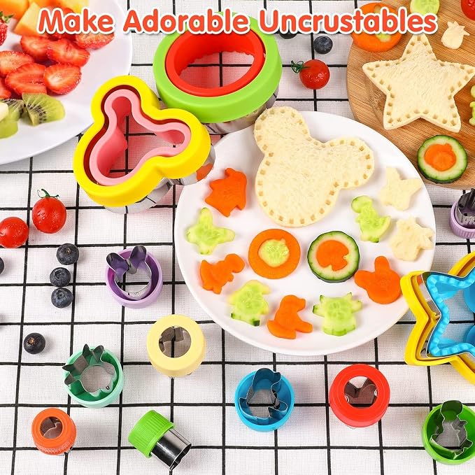 30Pcs Sandwich Cutters for Kids Lunch, Bento Box Accessories for Kids | Sandwich Cutter and Sealer Cookie Cutter Fruit Cutters Shapes Sandwich Maker Bread Decruster Lunch Box Accessories for Kids