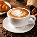 DeeCoo 11 oz White Cappuccino Mug- Large Ceramic Coffee Cup with Saucer - Microwave and Dishwasher Safe, Perfect For Tea, Espresso, Latte - Porcelain Set for Kitchen or Cafe, Baristas, Great Gift