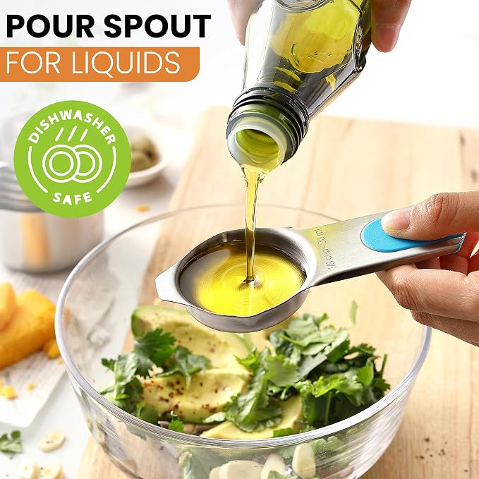 Spring Chef Magnetic Stainless Steel Measuring Cups Set of 7 Patented, Neon | Metal Measuring Cups for Measuring Dry or Liquid Ingredients, Easy to Read Markings, Dishwasher Safe Nesting Magnetic Cups
