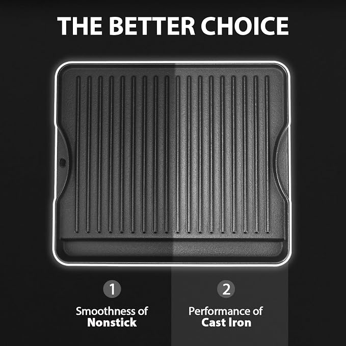 Utheer Reversible Cast Iron Griddle for All Camp Chef 14" & 16" Stoves | Reversible griddle fits Camp Chef Explorer 2-burner, 3-burner and single-burner outdoor stoves, 1 pack